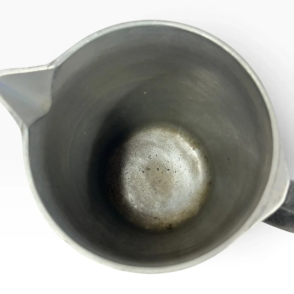 Vintage Club Hammercraft Aluminum Pitcher with Lid Hammered Metal Silver Black
